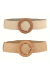 Ceinture bohème en paille élastique crème