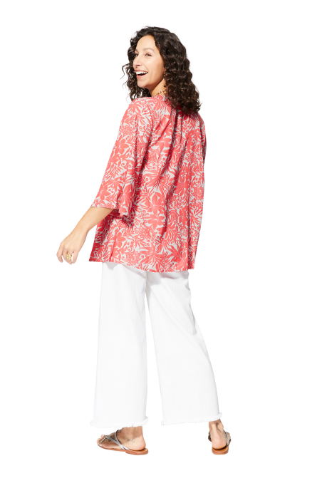 Cardigan Femme Léger 3/4 Manches – Ouvert Devant, Volants, Uni – Printemps été Automne – Coton Doux