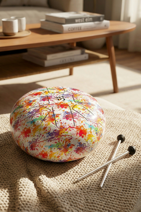 Tambour à langues en acier d25cm origine inde