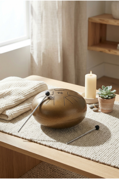 Tambour à langues en acier d25cm origine inde